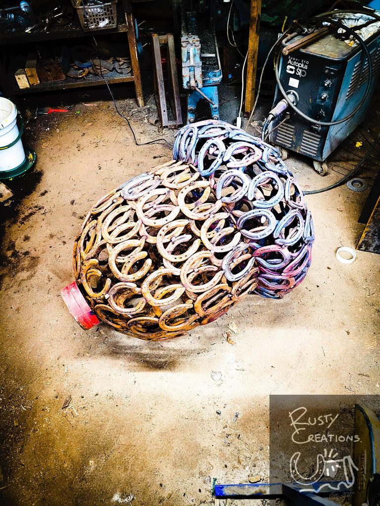 Acorn sculpture in the workshop nearing completion