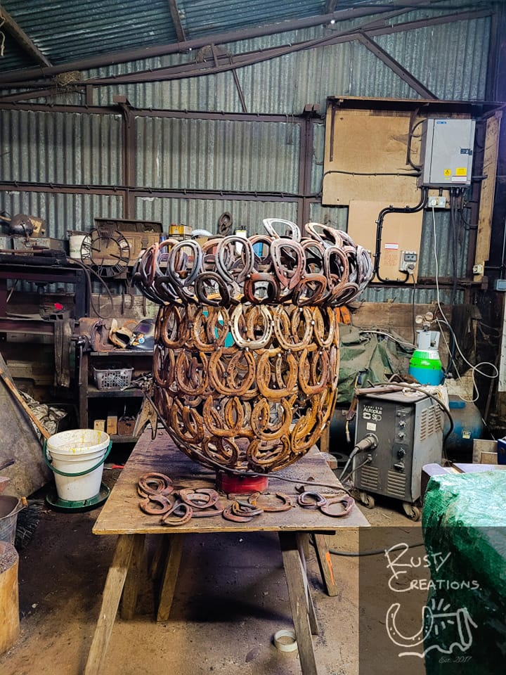 Progression of the acorn sculpture, adding the forged shell/cup element